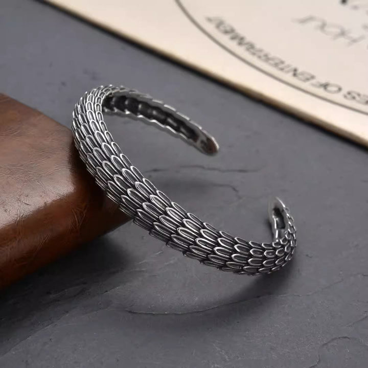 WorldNorse Retro Dragon Scale Cuff Opening Bracelet