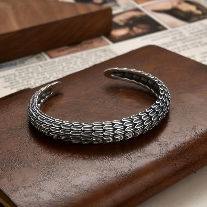 WorldNorse Retro Dragon Scale Cuff Opening Bracelet