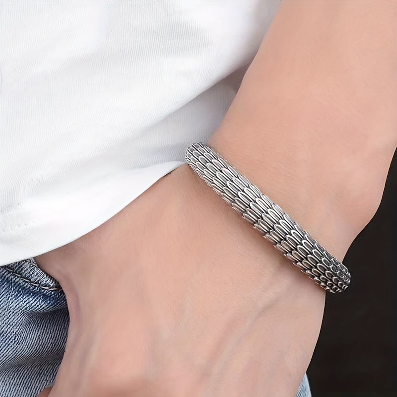 WorldNorse Retro Dragon Scale Cuff Opening Bracelet