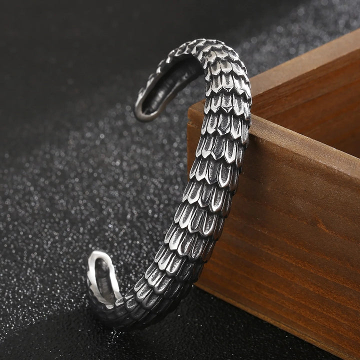WorldNorse Retro Dragon Scale Cuff Opening Bracelet