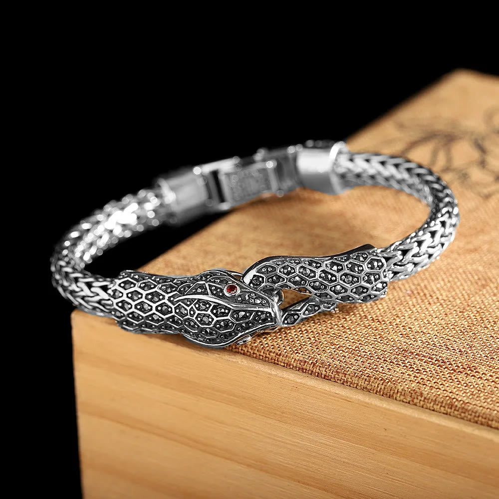WorldNorse 925 Sterling Silver Marseille Stone Snake Bracelet - image 2