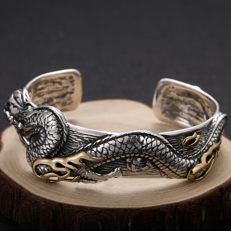 WorldNorse 925 Sterling Silver Dragon Open Bangle Bracelet - Bracelet - image 0