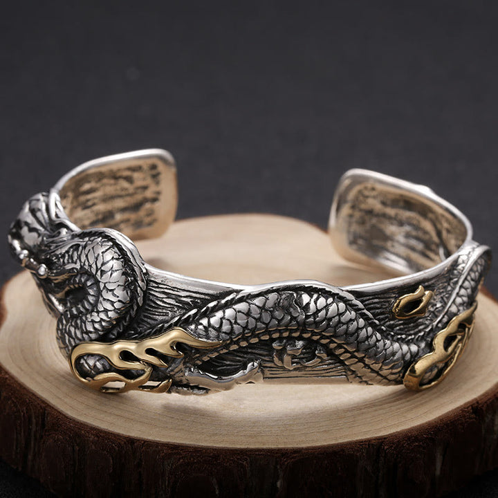 WorldNorse 925 Sterling Silver Dragon Open Bangle Bracelet - Bracelet - image 0