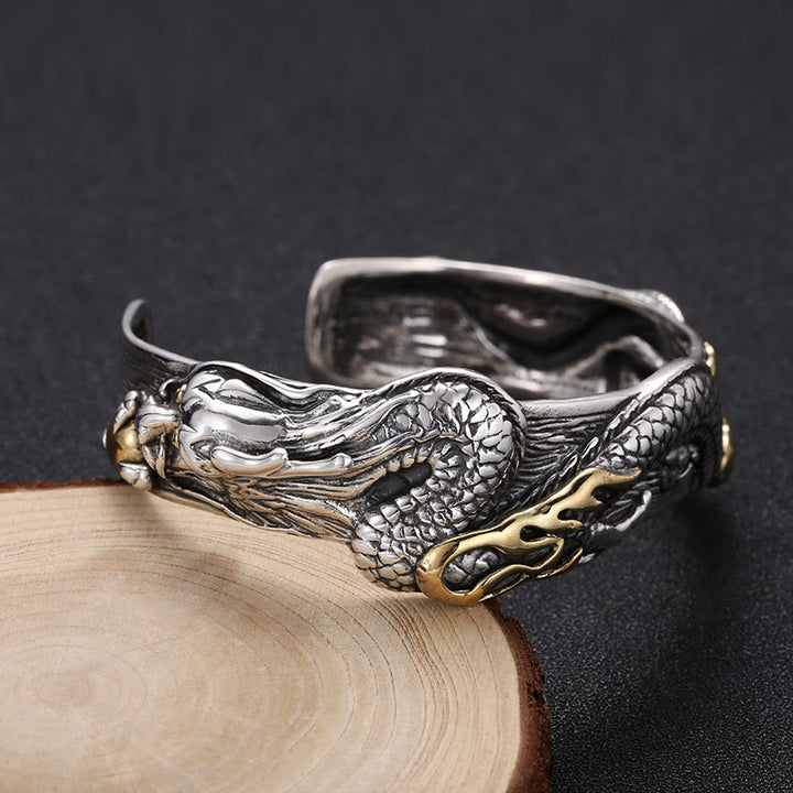 WorldNorse 925 Sterling Silver Dragon Open Bangle Bracelet - image 5