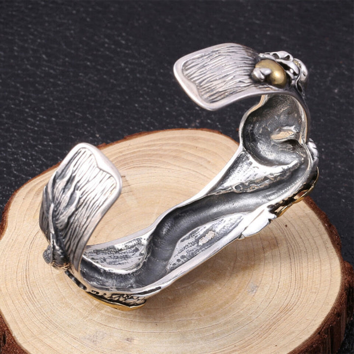 WorldNorse 925 Sterling Silver Dragon Open Bangle Bracelet - image 4