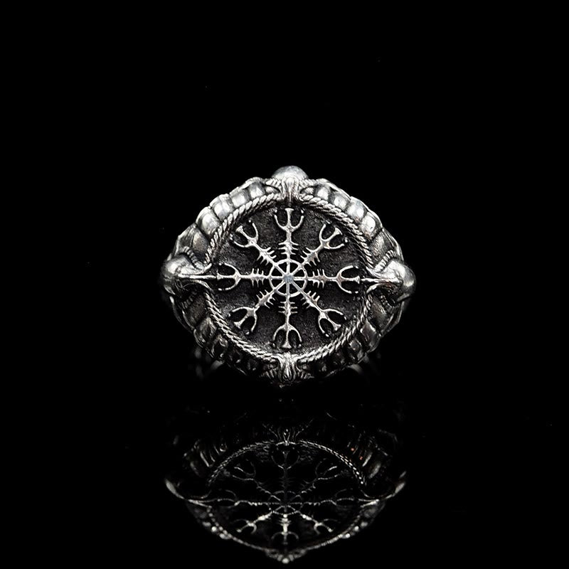 WorldNorse Handcrafted 925 Silver Skull Helm of Awe Ring - UK Size Z+1（US 14) - image 0
