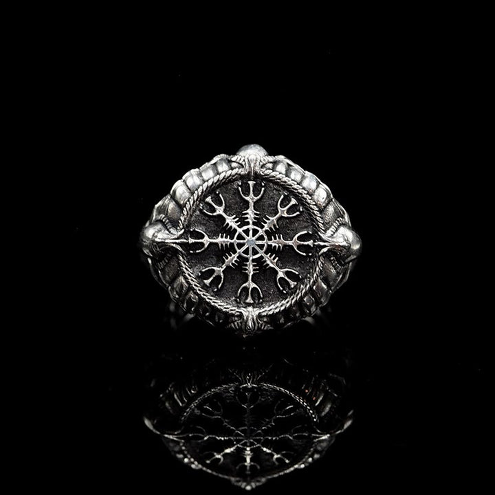 WorldNorse Handcrafted 925 Silver Skull Helm of Awe Ring - UK Size Z+1（US 14) - image 0