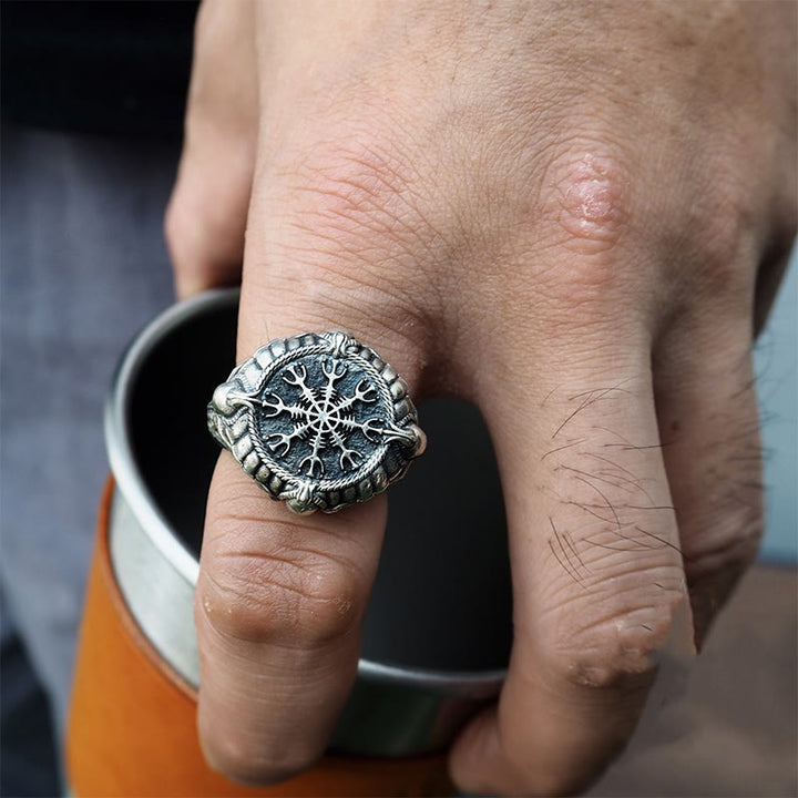 WorldNorse 925 Sterling Silver Skull Helm of Awe Ring - image 3