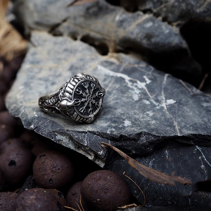 WorldNorse Handcrafted 925 Silver Skull Helm of Awe Ring - image 5