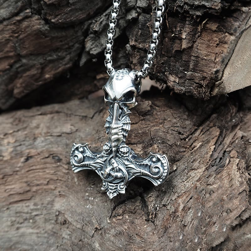 WorldNorse 925 Sterling Silver Skeleton Mjolnir Necklace - image 5