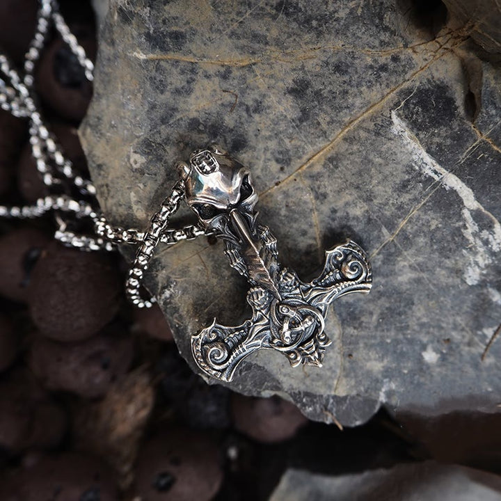 WorldNorse 925 Sterling Silver Skeleton Mjolnir Necklace - image 7
