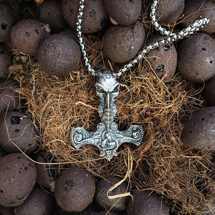 WorldNorse 925 Sterling Silver Skeleton Mjolnir Necklace - image 6