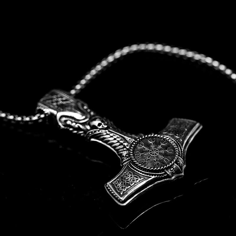 WorldNorse 925 Sterling Silver Skull With Viking Symbol Necklace