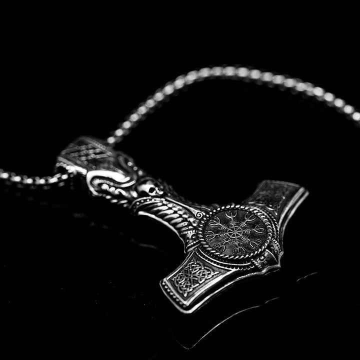 WorldNorse 925 Sterling Silver Skull With Viking Symbol Necklace