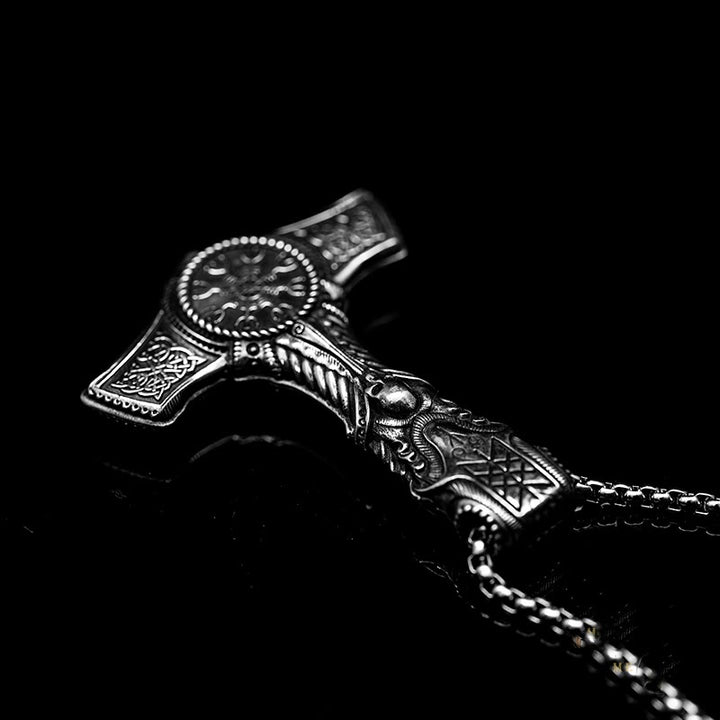 WorldNorse 925 Sterling Silver Skull With Viking Symbol Necklace