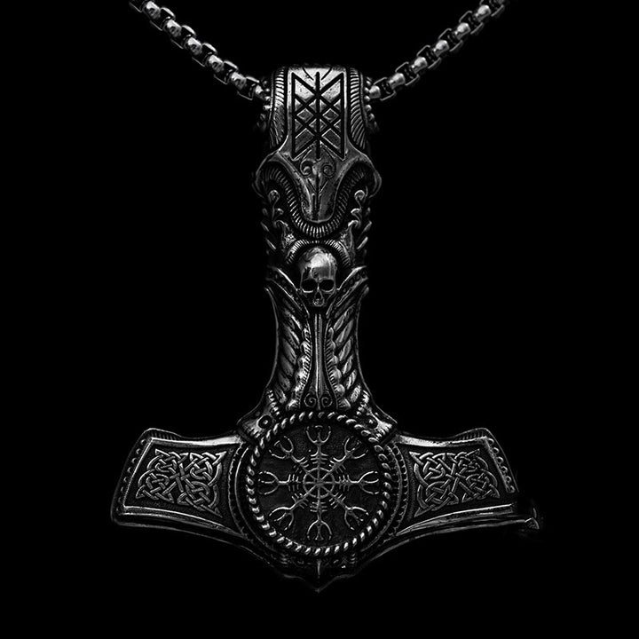 WorldNorse 925 Sterling Silver Skull With Viking Symbol Necklace - Necklace - image 0