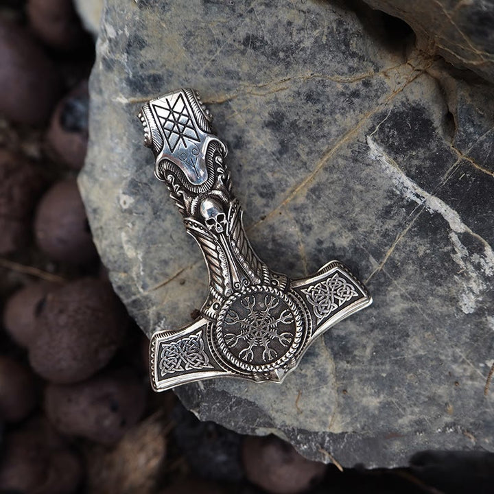 WorldNorse 925 Sterling Silver Skull With Viking Symbol Necklace