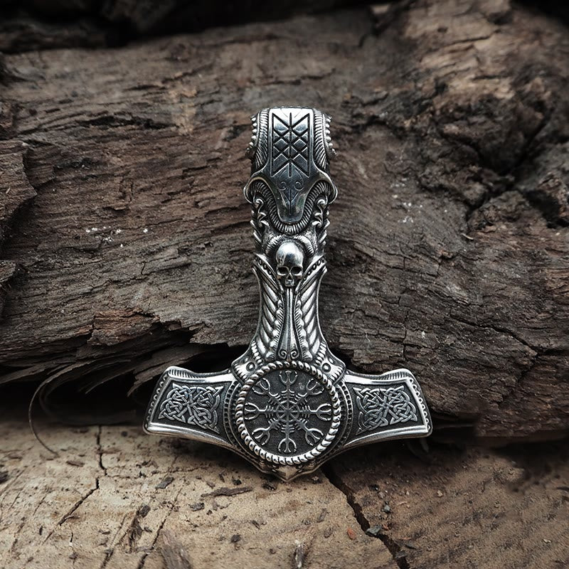WorldNorse 925 Sterling Silver Skull With Viking Symbol Necklace