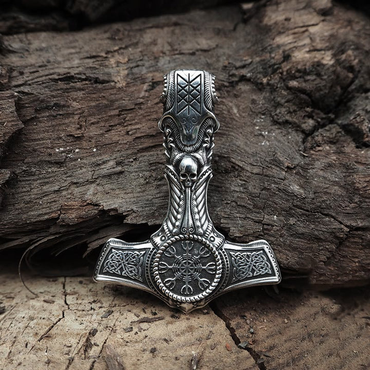 WorldNorse 925 Sterling Silver Skull With Viking Symbol Necklace