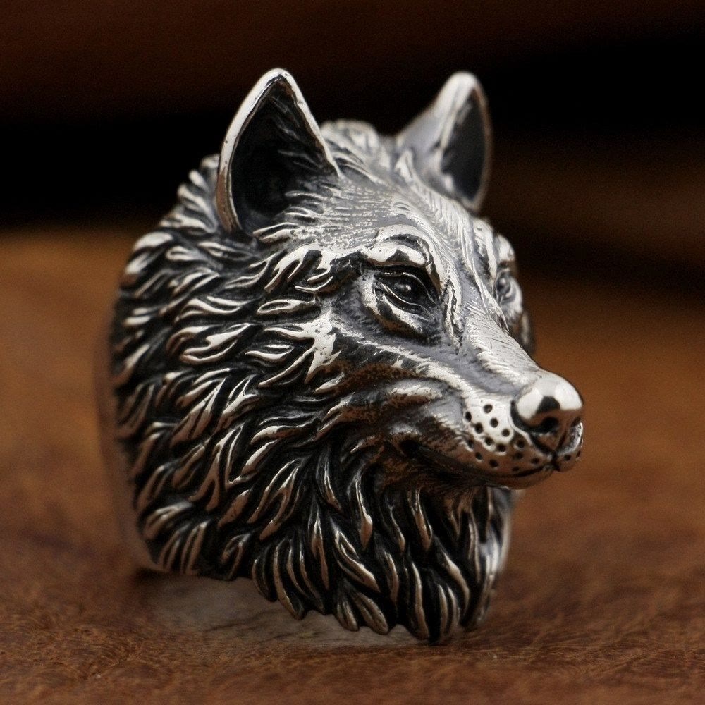 WorldNorse Wild Wolf Head Animal Ring - UKSize Z（US 13） - image 0
