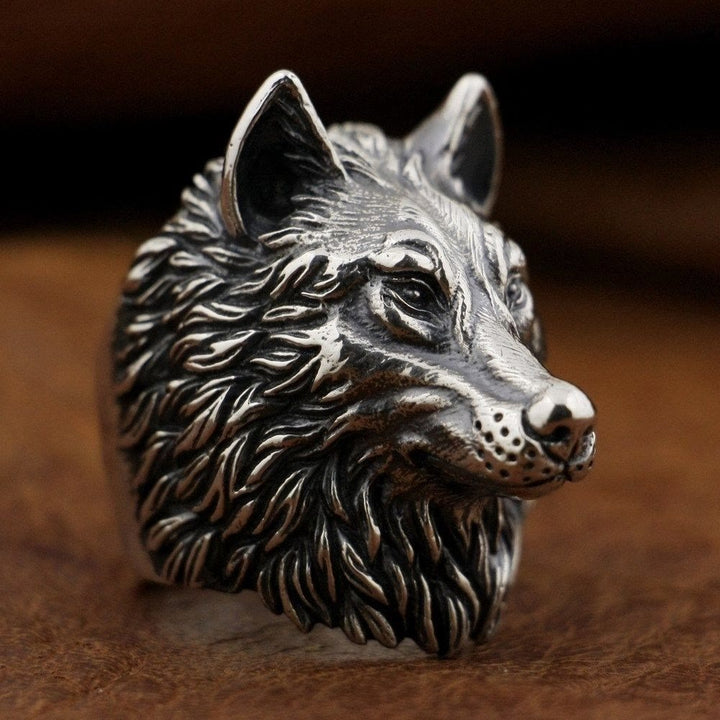 WorldNorse Wild Wolf Head Animal Ring - UKSize Z（US 13） - image 0