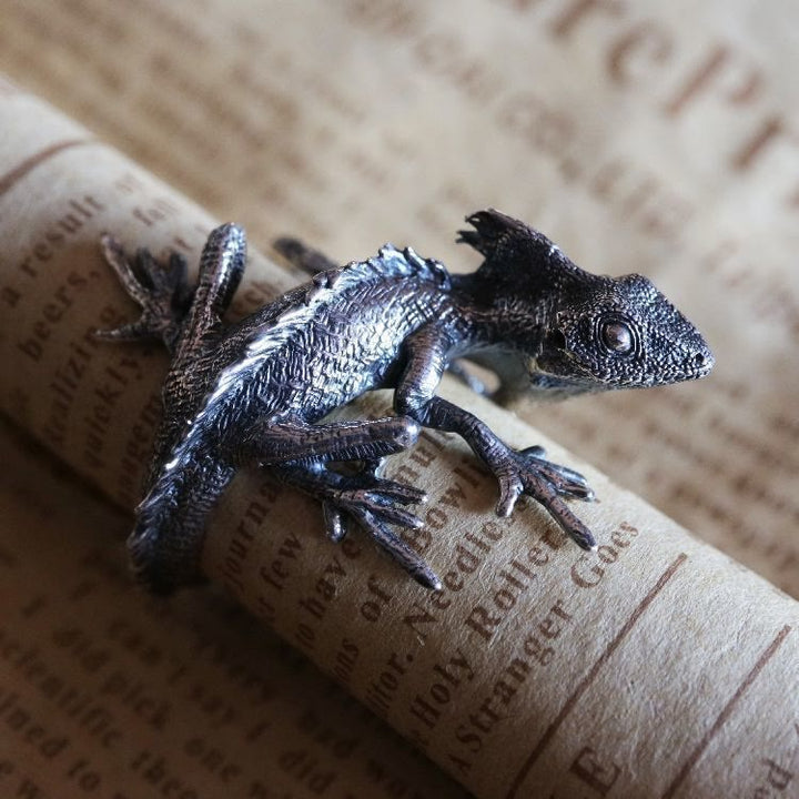 WorldNorse Silver Lizard Adjustable Reptile Ring