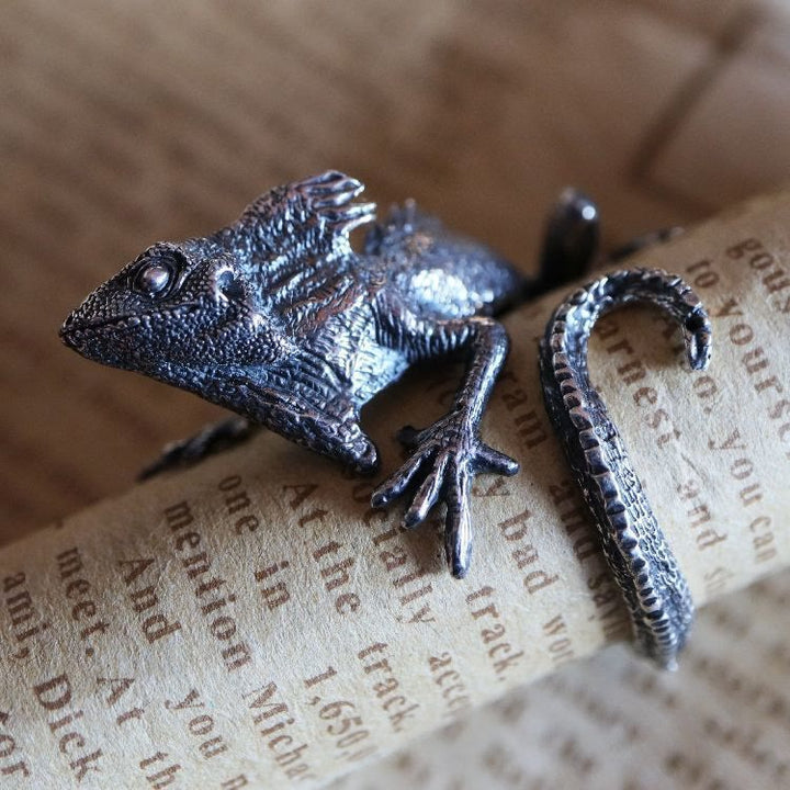 WorldNorse Silver Lizard Adjustable Reptile Ring