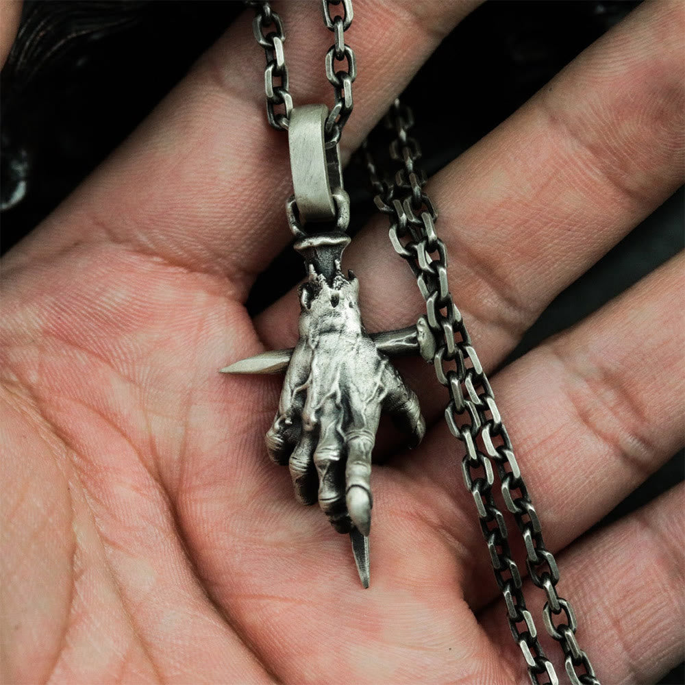 WorldNorse Gothic Devil's Hand Cross Necklace