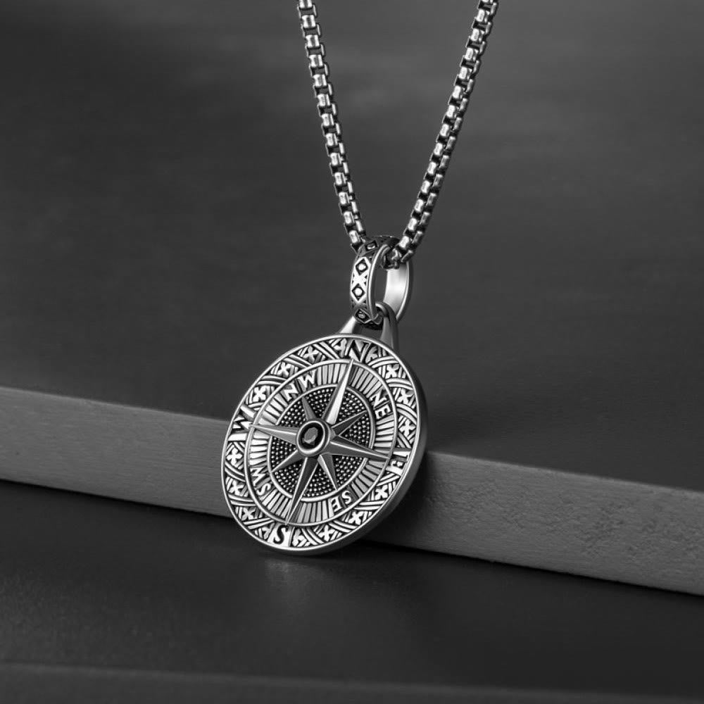 WorldNorse Compass With Center Black Necklace - image 1