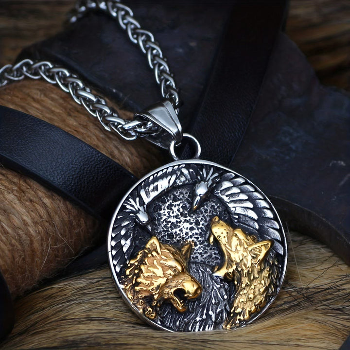 WorldNorse Odin's Ravens & Wolves Necklace - Necklace - image 0