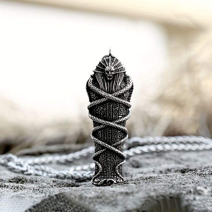 WorldNorse Mummy Skull Pharaoh Coffin Necklace