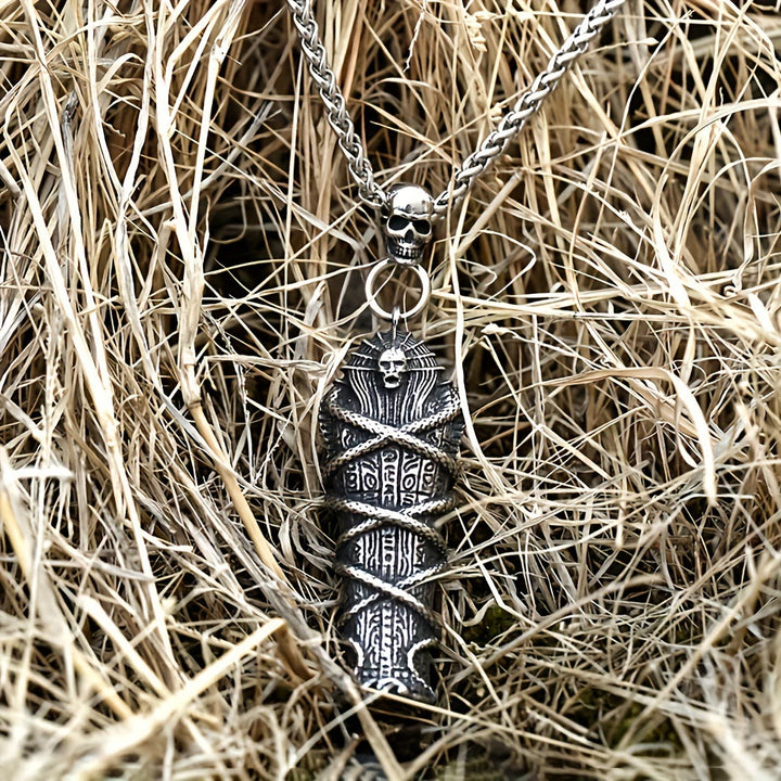 WorldNorse Mummy Skull Pharaoh Coffin Necklace