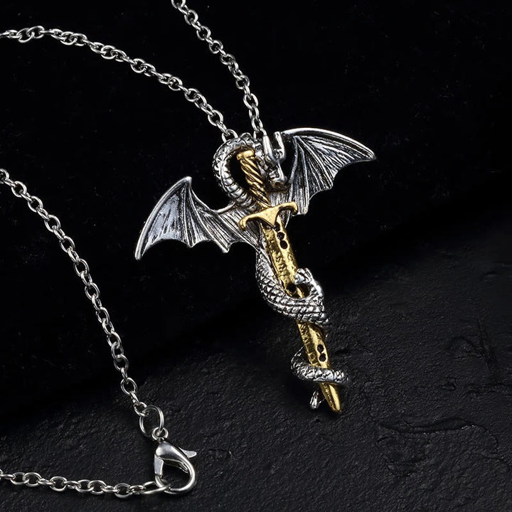 WorldNorse Pterosaur Golden Sword Luminous Necklace - Silver&Gold - image 2