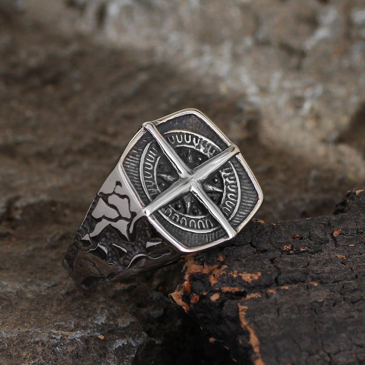 WorldNorse Pirate Compass Cross Stainless Steel Ring - image 2