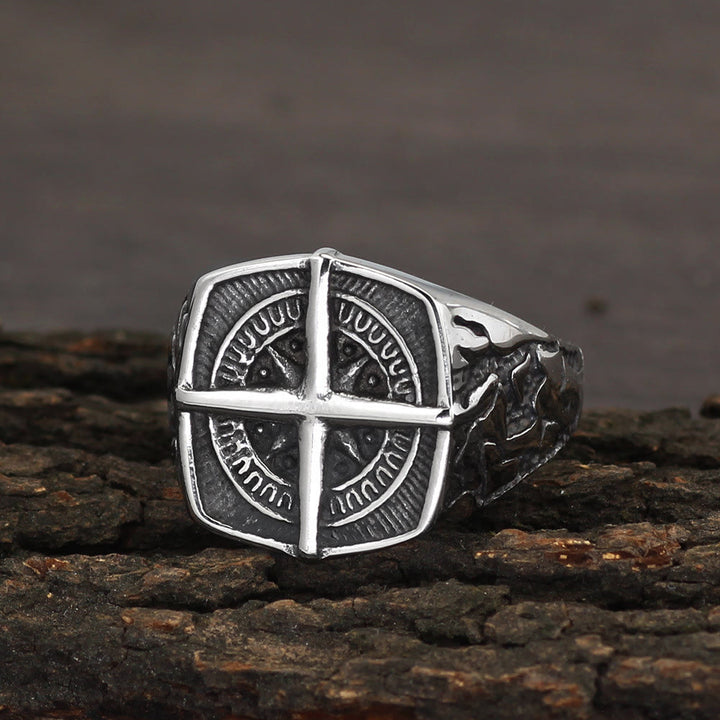WorldNorse Pirate Compass Cross Stainless Steel Ring - UK Size Z+1（US 14) - image 0