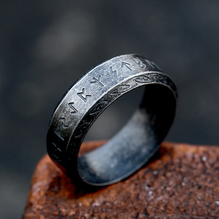 WorldNorse Viking Rune Stainless Steel Ring - Retro Black - UK Size Z（US 13) - image 1