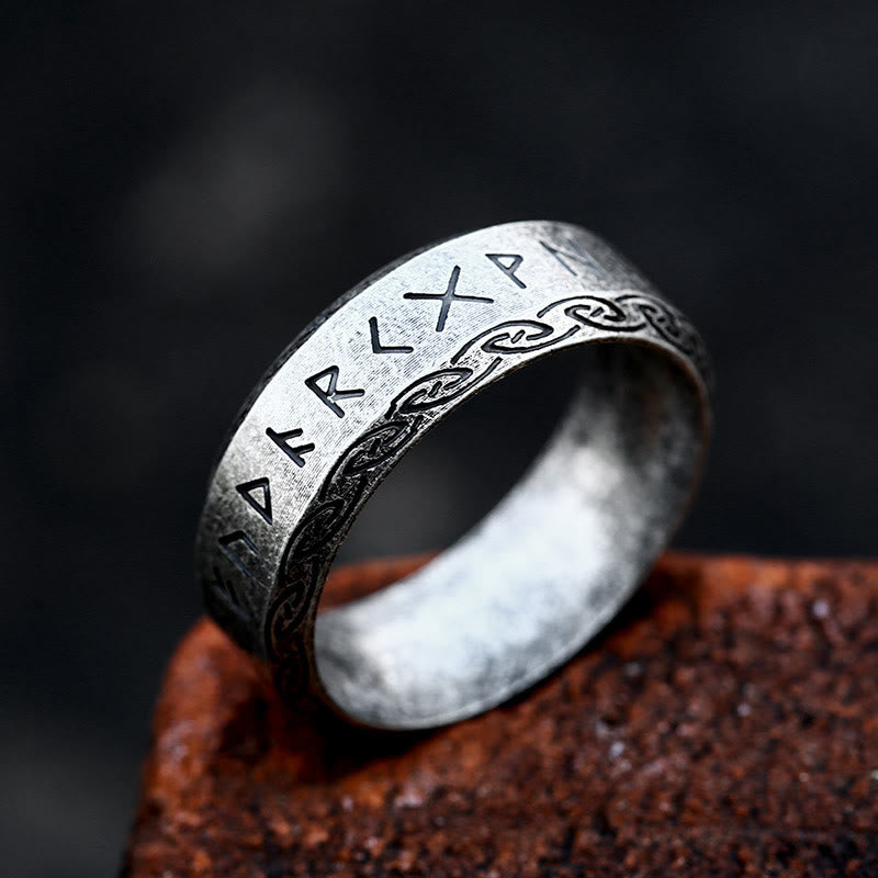 WorldNorse Viking Rune Stainless Steel Ring - Retro Silver - UK Size Z（US 13) - image 0