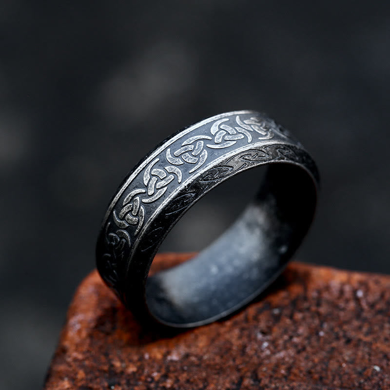 WorldNorse Triple Horn of Odin Ring - Retro Black - UK Size Z（US 13) - image 1