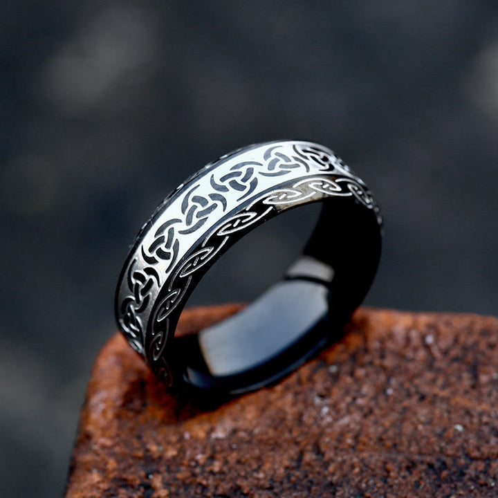 WorldNorse Triple Horn of Odin Ring - Black - UK Size Z（US 13) - image 2