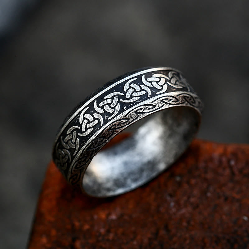 WorldNorse Triple Horn of Odin Ring - Retro Silver - UK Size Z（US 13) - image 0