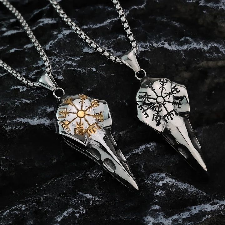 WorldNorse Raven Crow Head Vegvisir Necklace - image 0