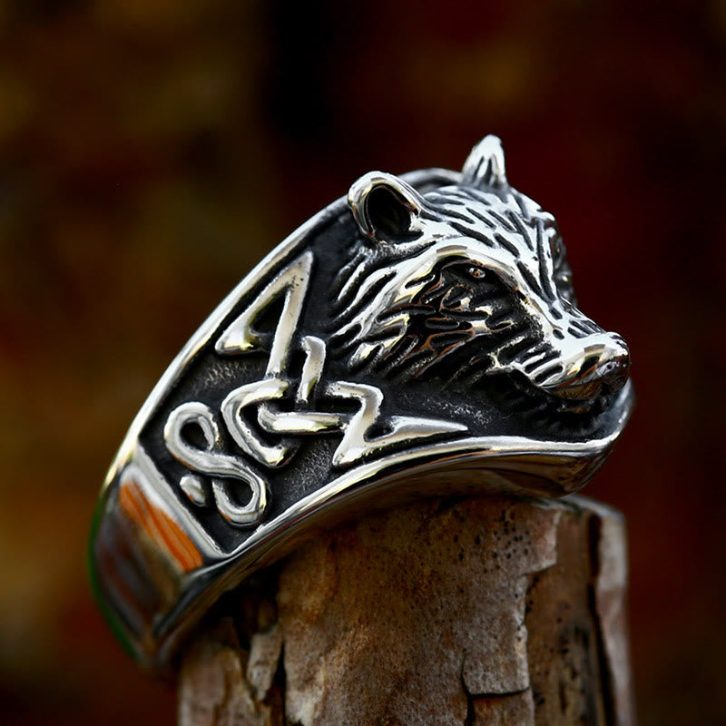 WorldNorse Wolf Head Domineering Ring - image 1