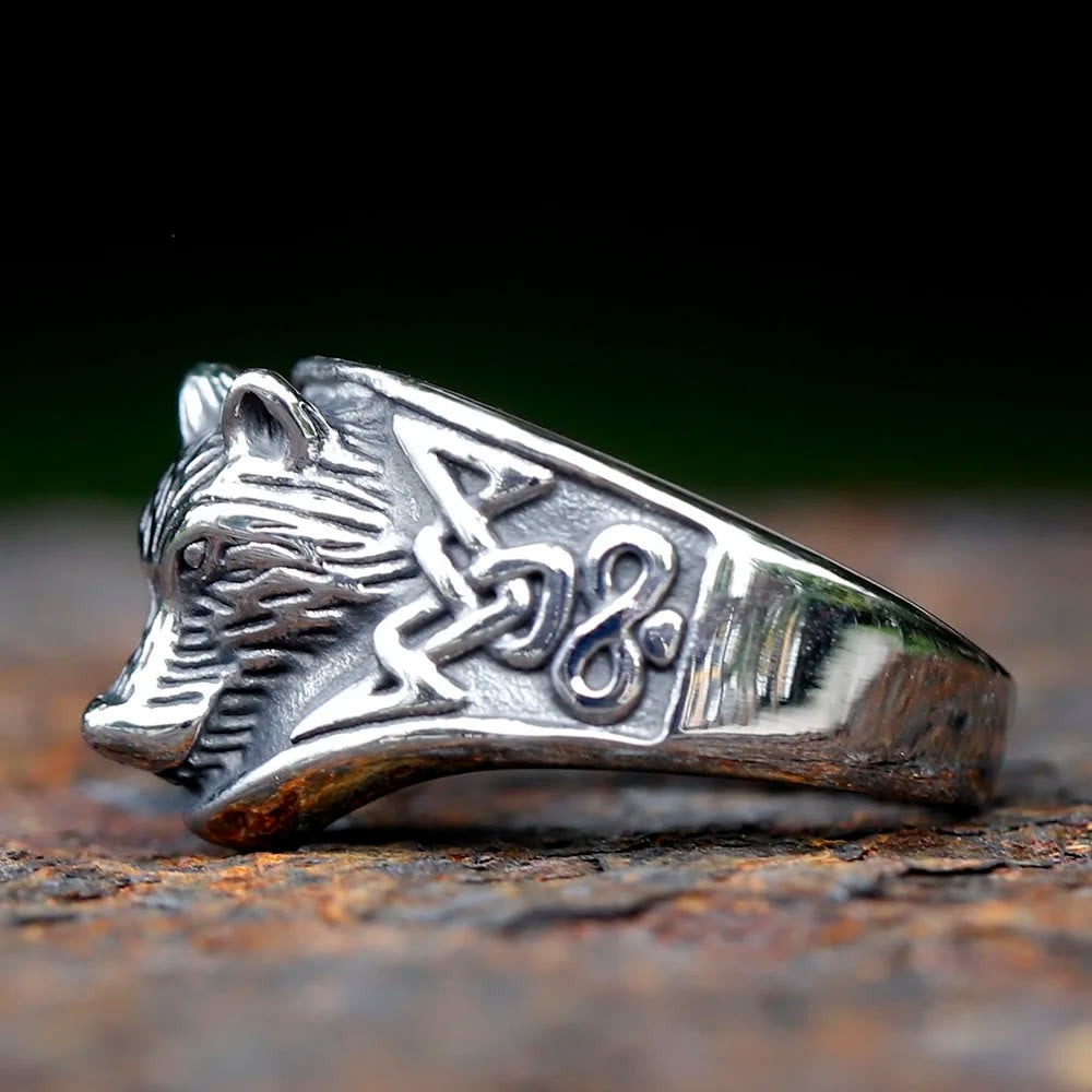 WorldNorse Wolf Head Domineering Ring