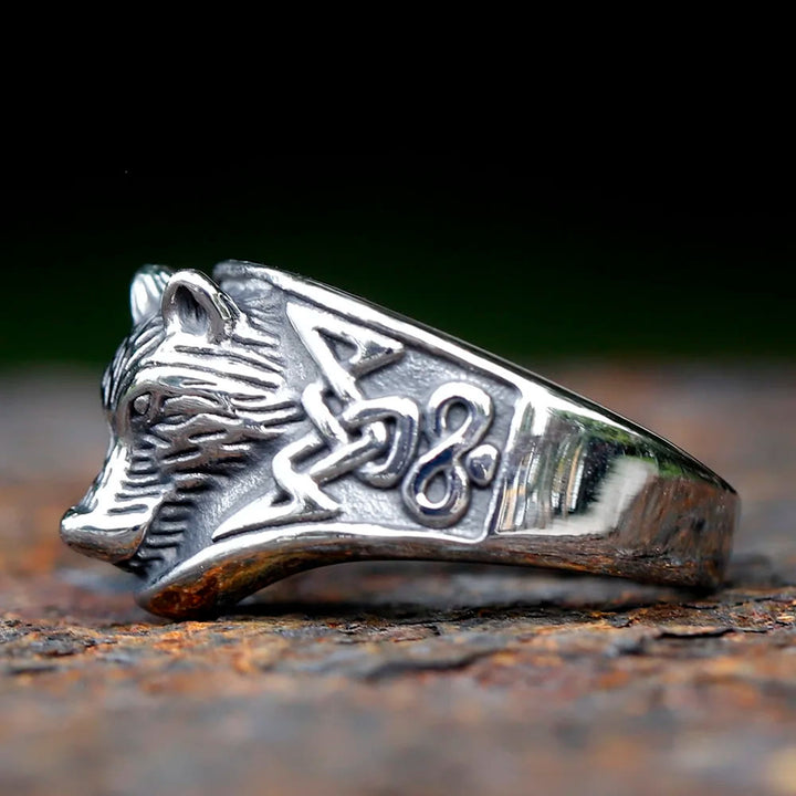 WorldNorse Wolf Head Domineering Ring
