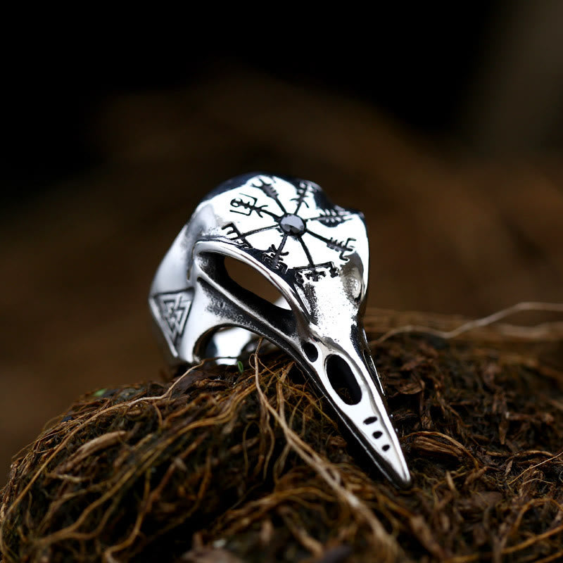 WorldNorse Raven Skull Inlaid Zircon Ring - Black - UK Size Z（US 13) - image 4