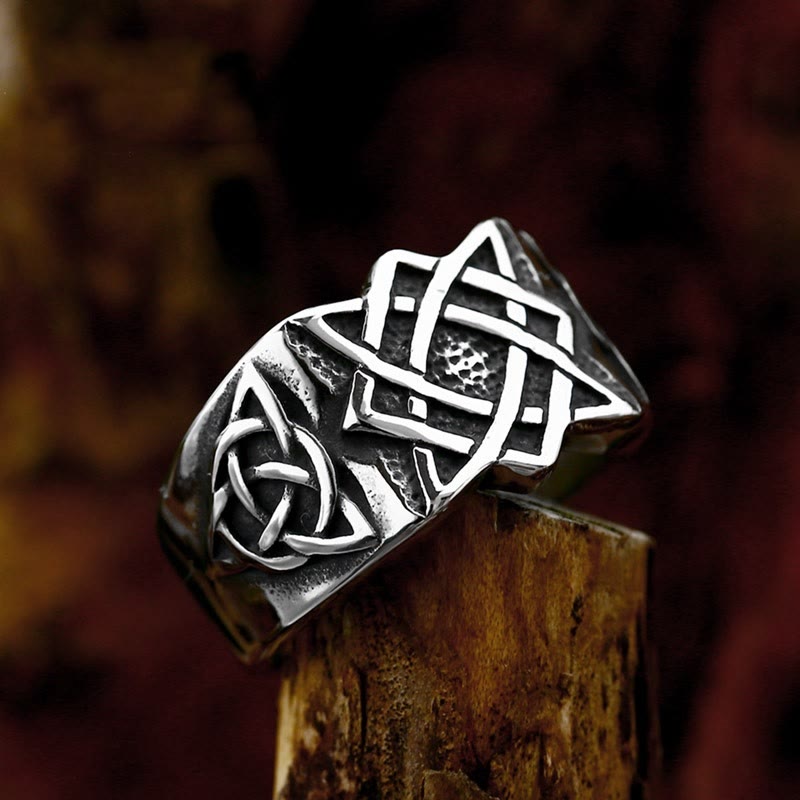 WorldNorse Men Triquetra Biker Ring - UK Size Z（US 13) - image 0