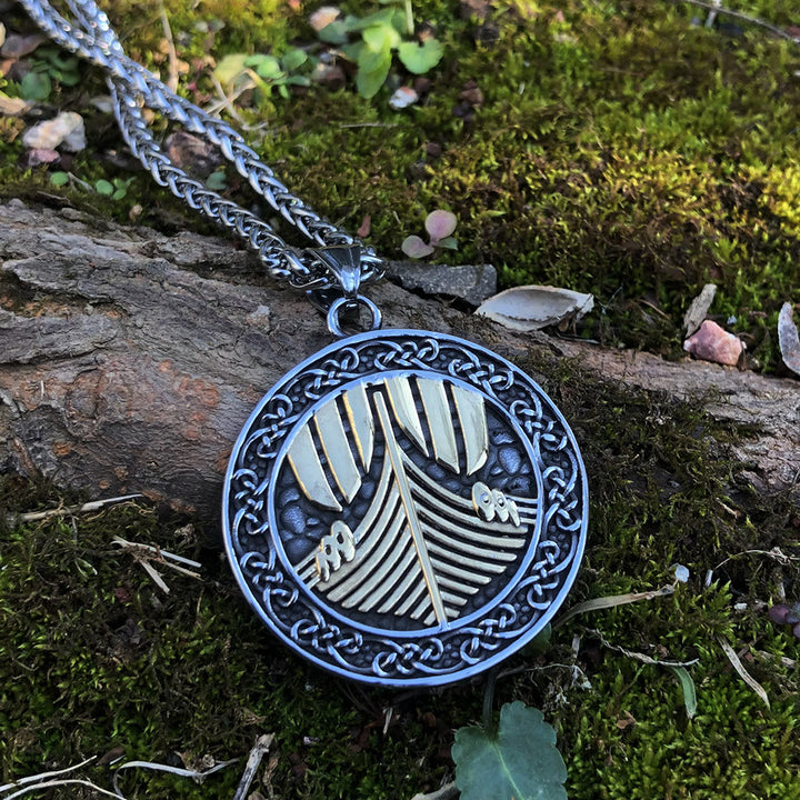 WorldNorse Viking Warship Celtic Knot Necklace - image 4