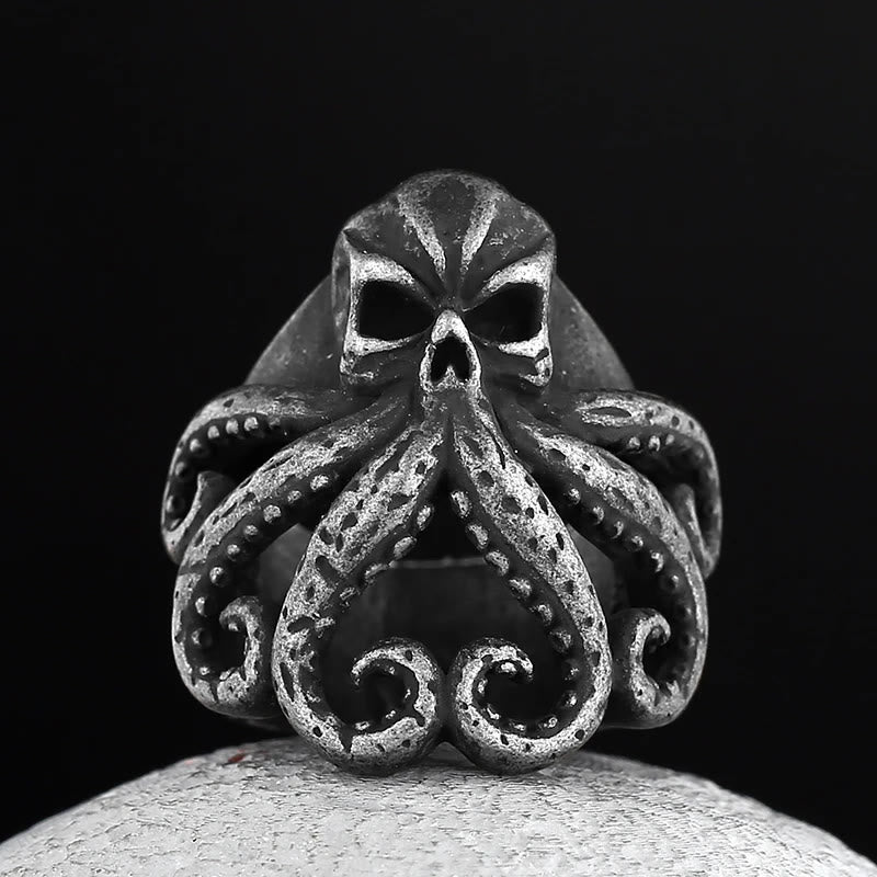 WorldNorse Octopus Skull Punk Stainless Steel Seaman Ring - Retro - UK Size Z+2（US 15) - image 7