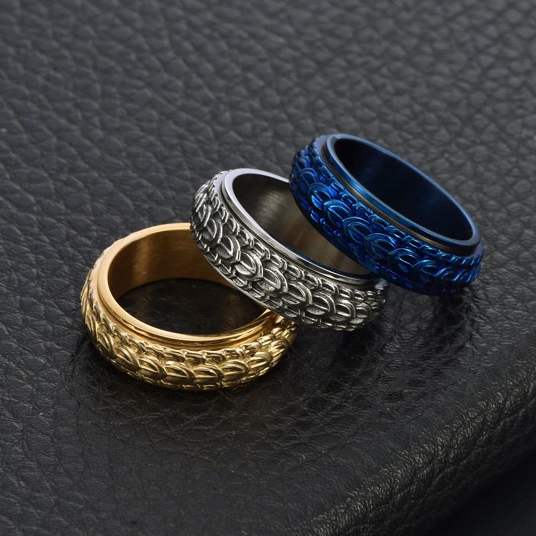 WorldNorse Dragon Scale Spinner Anxiety Titanium Steel Ring - image 7