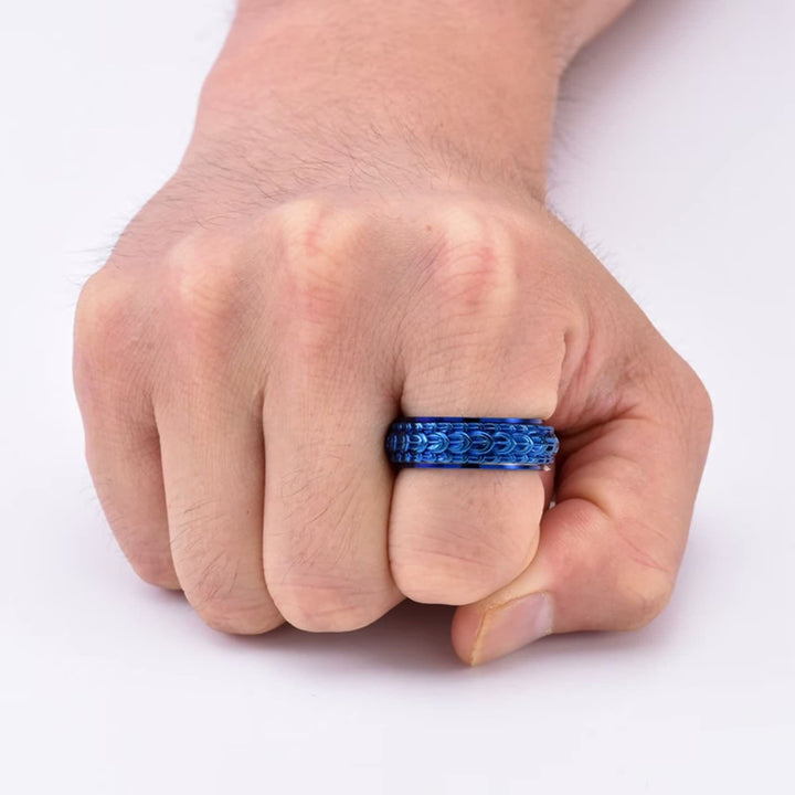 WorldNorse Dragon Scale Spinner Anxiety Titanium Steel Ring - image 5
